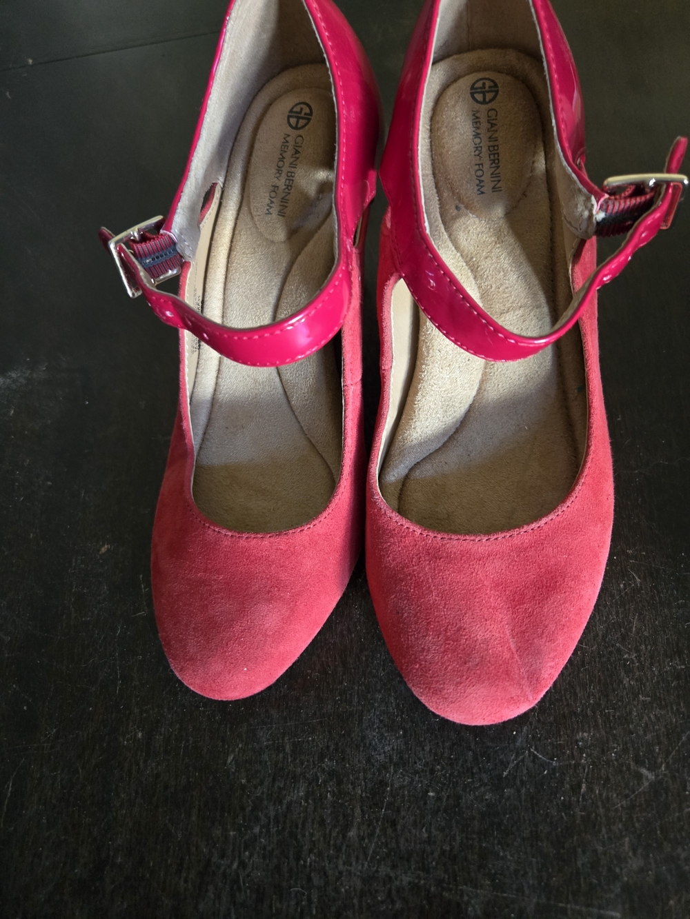 Giani Bernini Red Suede Mary Jane Pumps with Patent Heels..yummy